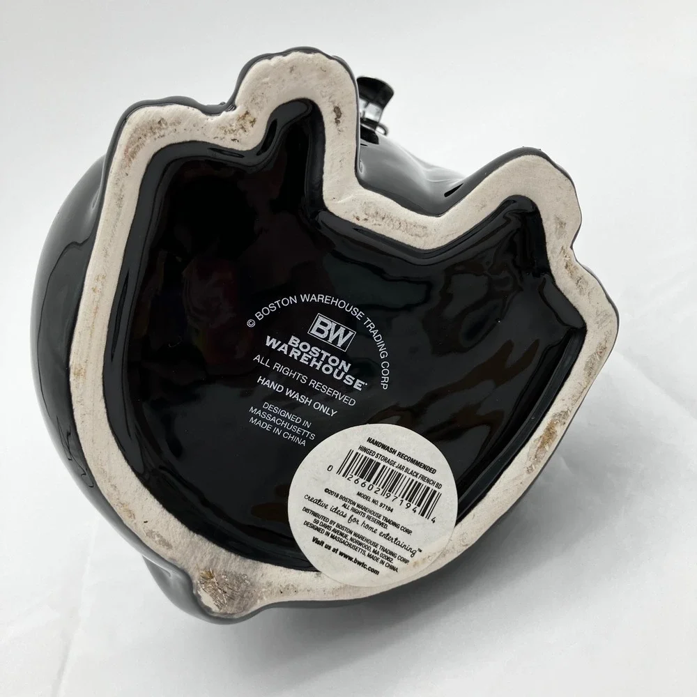 Boston Warehouse Hinged Storage Jar French Bulldog 8in Black Ceramic Dog Treat